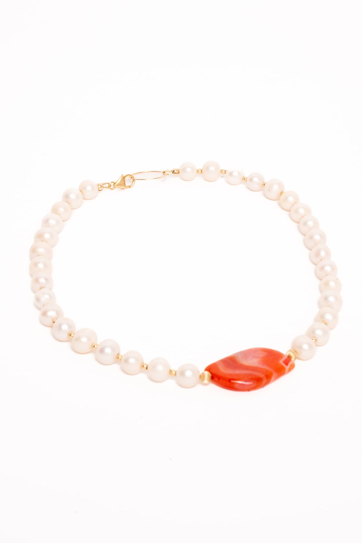 Ketting Agaat · koraal & parel