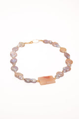 Ketting Agaat · roze & parel
