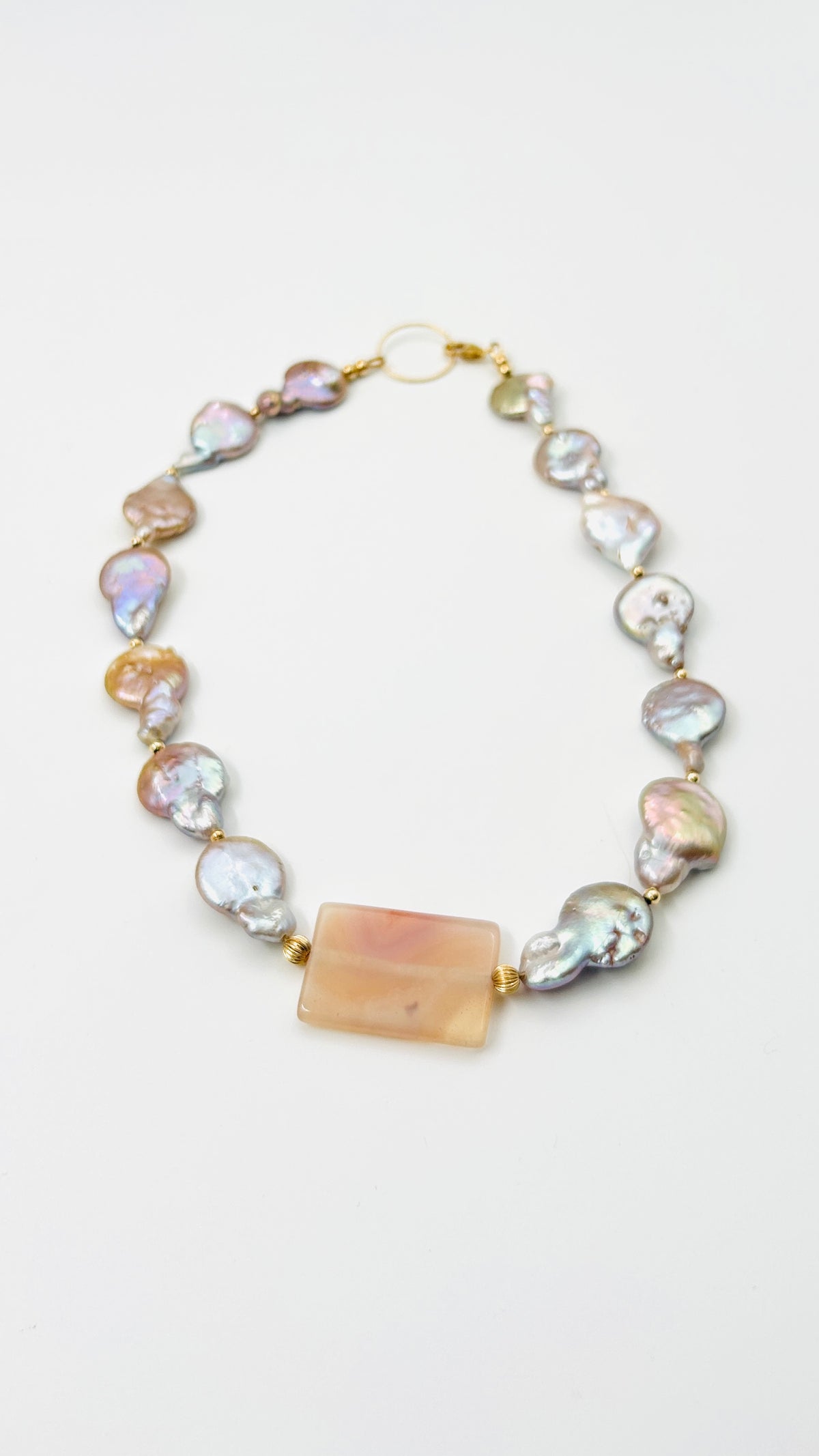 Ketting Agaat · roze & parel