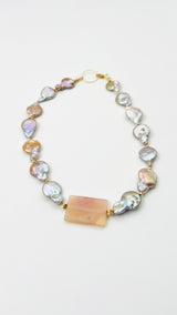 Ketting Agaat · roze & parel