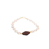 Handgemaakte ketting met bruine agaat en coin parels