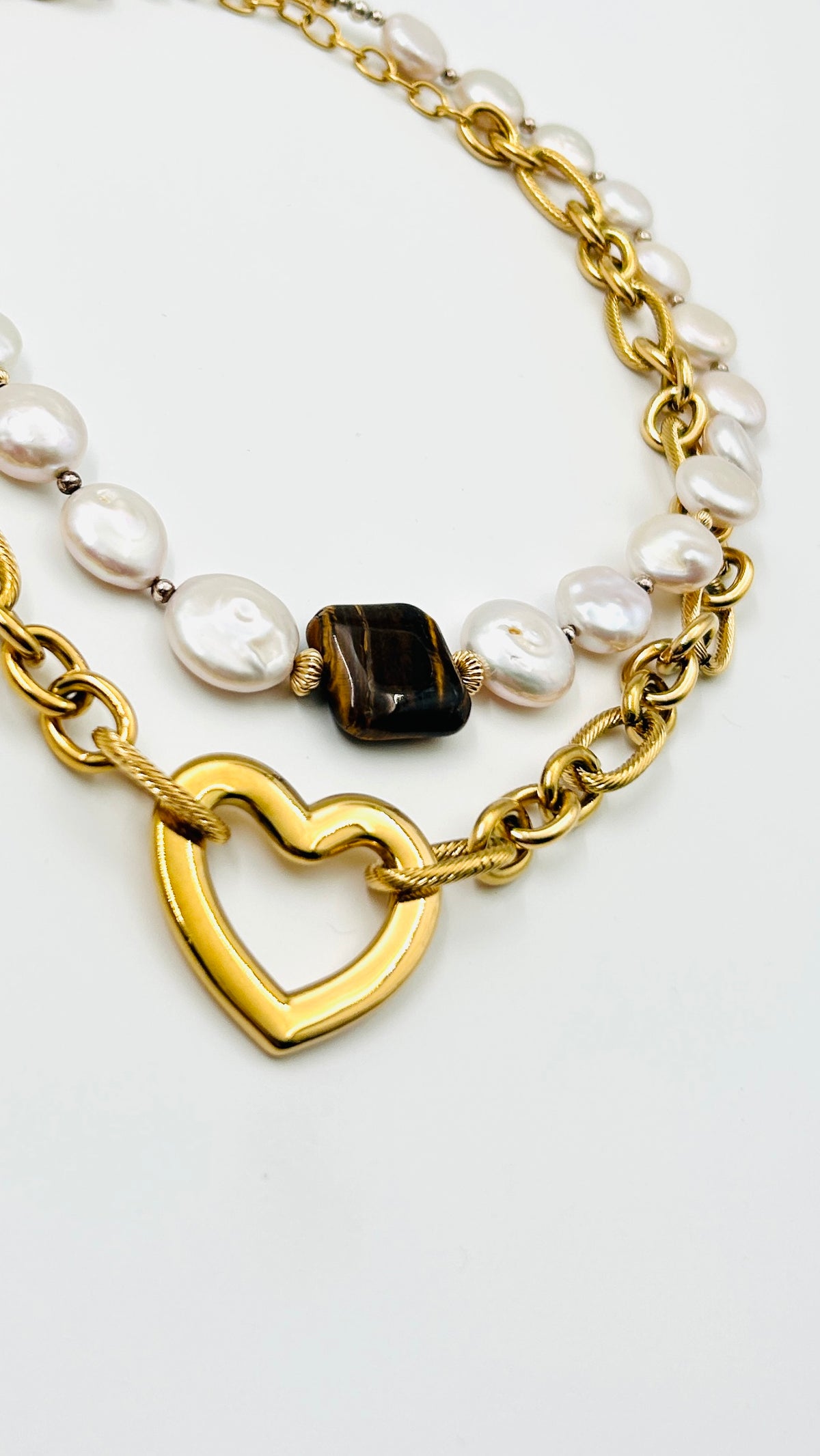Ketting Certe goud met Ketting Gracia parel
