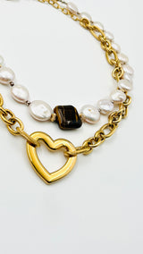 Ketting Certe goud met Ketting Gracia parel