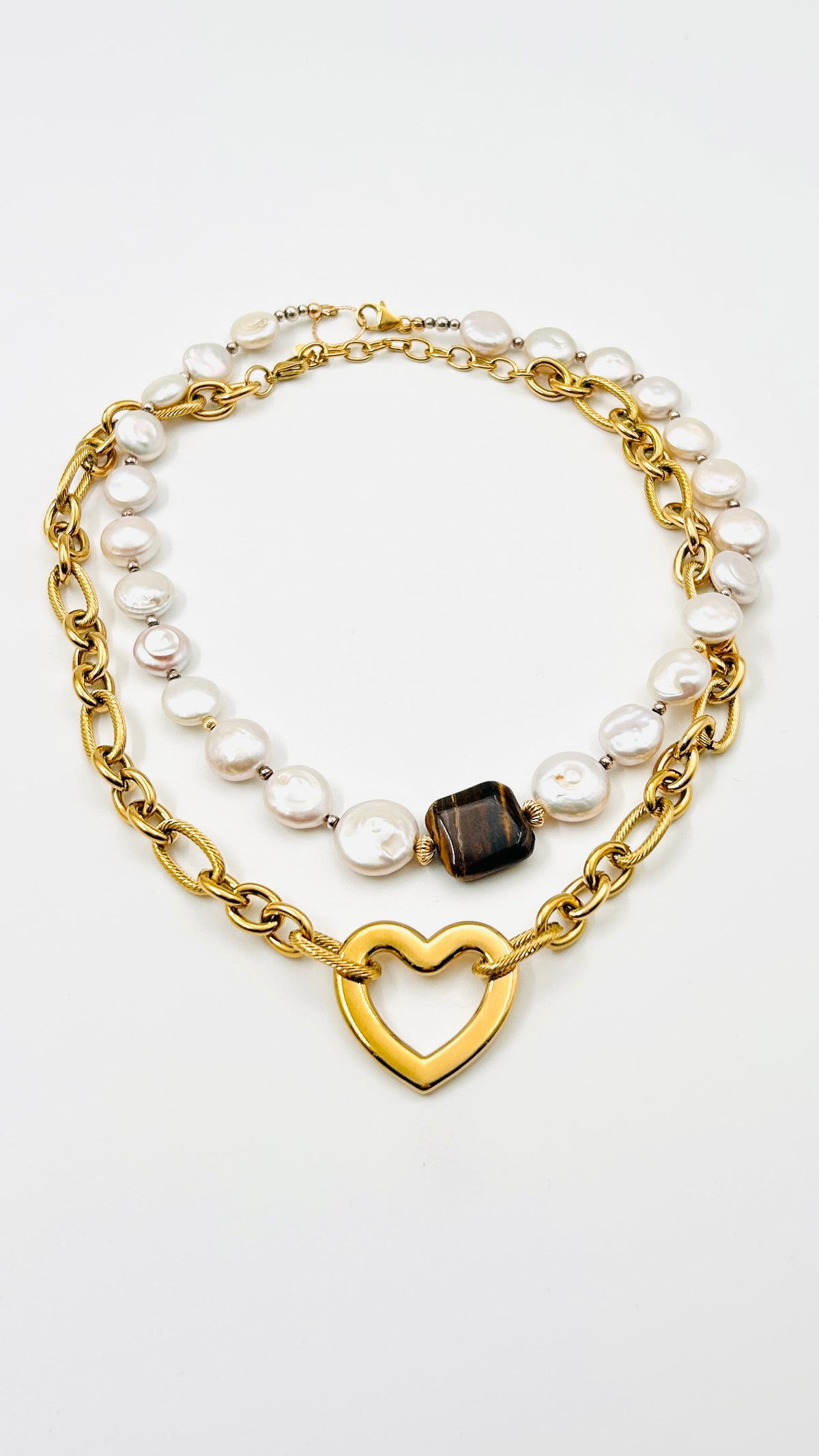 Ketting Certe goud met Ketting Gracia parel
