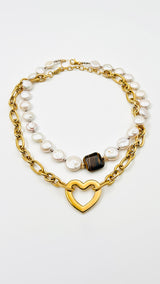 Ketting Certe goud met Ketting Gracia parel