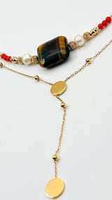 Ketting Bene goud met Ketting Gracia koraal