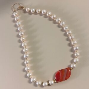 ketting agate coral parel- handgemaakt by MParle